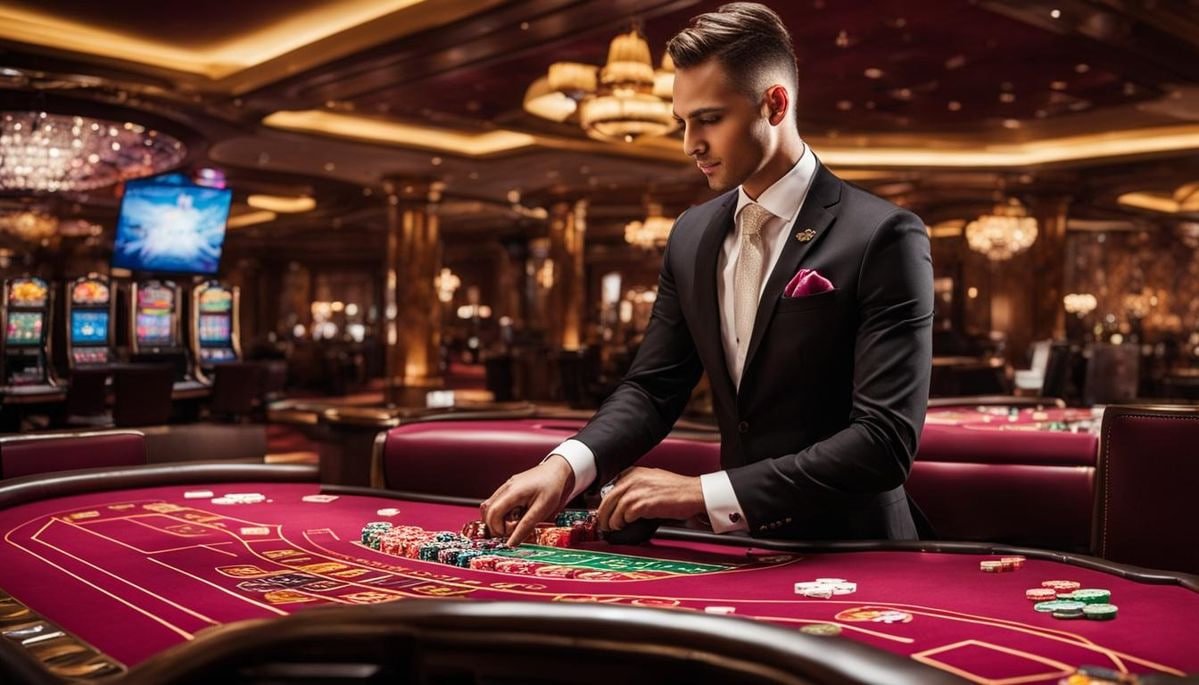 Live dealer casino table streamed on a mobile phone for Filipino players
